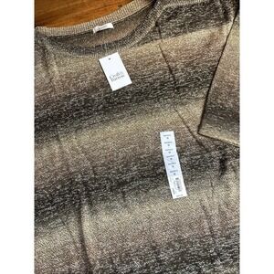 Croft & Barrow Sweater Women's 5X Oak Combo‎ Brown Striped Boat Neck 1/2 Slv NEW